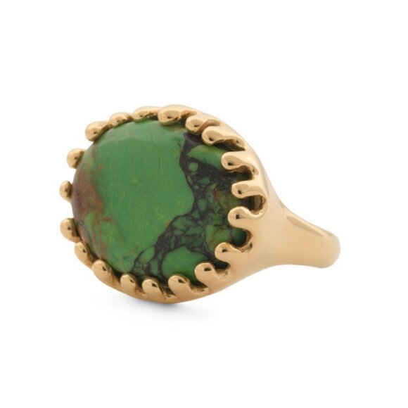 SHAANTI JEWELSIndia 18kt Gold Plated Sterling Silver Mohave Turquoise Ring